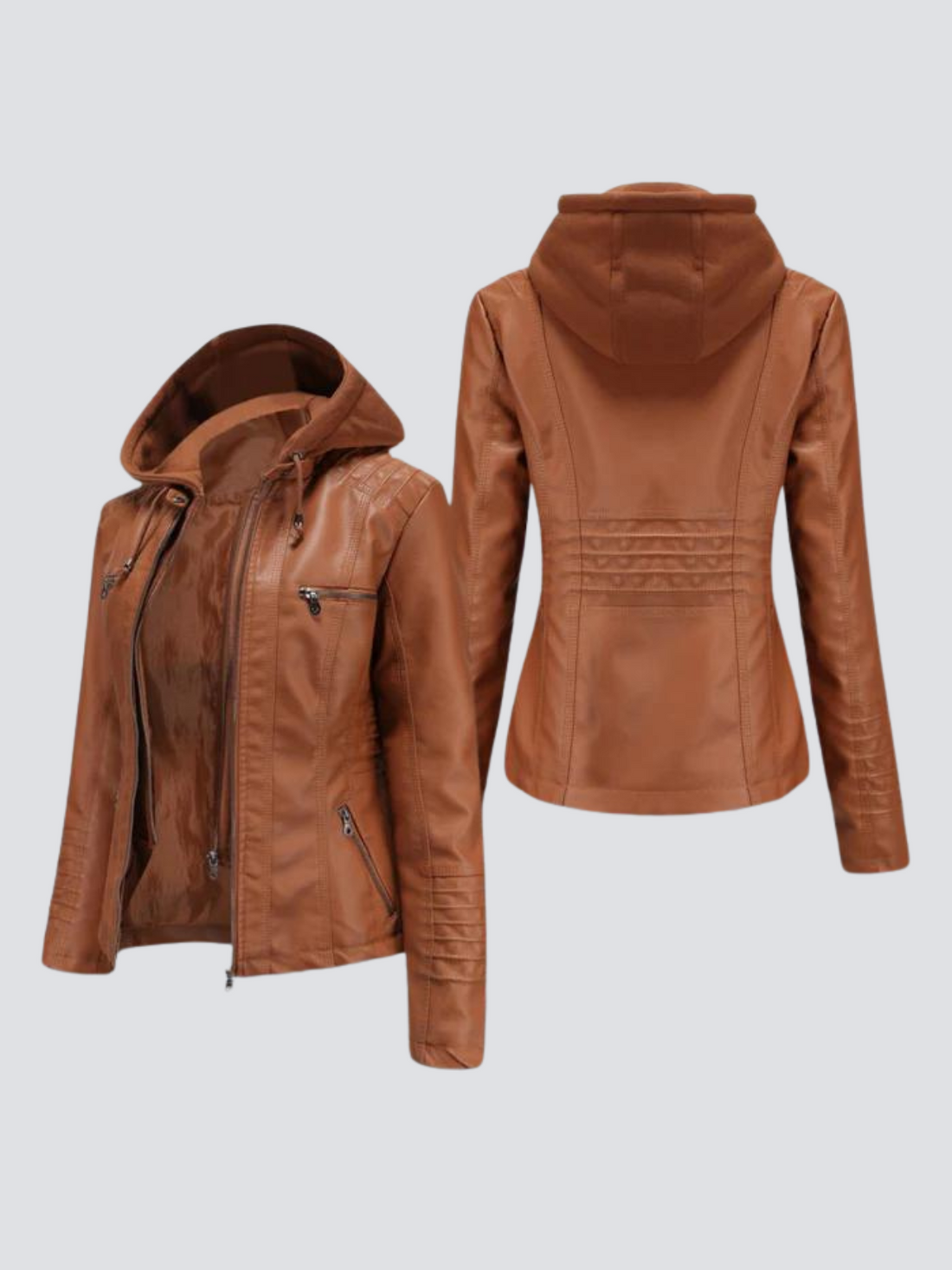 Giacca in pelle con cappuccio